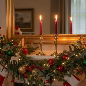 Vintage Matching Pair Solid Polished Brass Fluted Stems Candlesticks